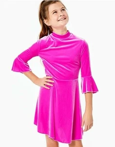 Lilly Pulitzer Girl’s Jalene Velvet Dress Elderberry Pink Size 10 - Picture 1 of 6