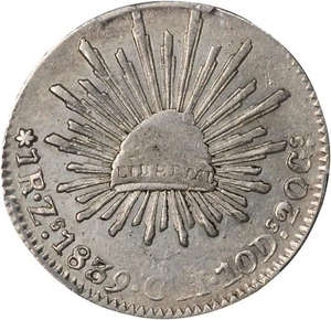 Mexico: Silver 1 Real 1839-Zs OM Zacatecas Mint. PCGS AU-53, Gold Shield! - Picture 1 of 6