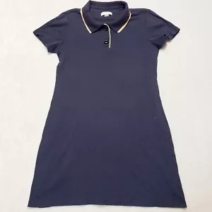 Calvin Klein Short Sleeve Polo Dress Spread Collar 2 Buttons Size M Black Midi - Picture 1 of 7