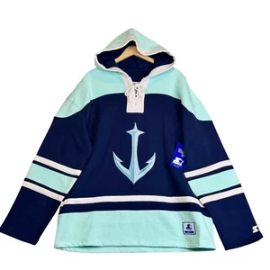 NHL Starter Navy Mint Seattle Kraken Lacer Hoodie Pullover Sweatshirt Gr. XXL NEU - Bild 1 von 7