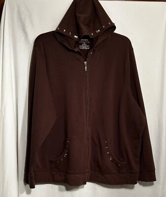 CHAQUETA CON CAPUCHA MUJER 22/24 MARRÓN VENEZIA SPORT ESTRÁS CREMALLERA FRONTAL 2 BOLSILLOS Foto 1 de 4