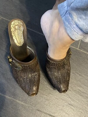 Gianmarco Lorenzi High Heels  Gr 40 Clogs Plateau Holz Pantolette Sabots - Bild 1 von 4