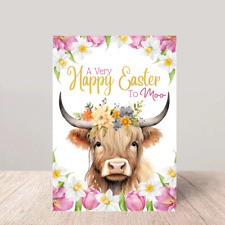 Highland Cow Easter Card - Happy Easter To Moo