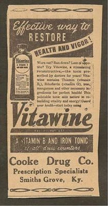 VINTAGE AD CLIPPED FROM NEWSPAPER - VITAWINE - 1939 - Picture 1 of 1