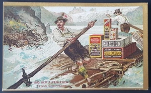 1900's ANDRE HOFER Feigenkaffee FLOSS SCHIFFAHRT Salzburg Freilassing Card - Picture 1 of 2