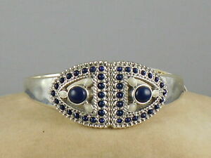 LUCKY BRAND LAPIS & FAUX PEARL HINGE CUFF BRACELET NWT