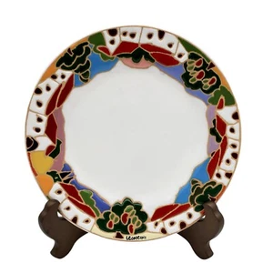 Plato Leoncini colorido pueblo toscano firmado pintado a mano en Italia cerámica de 8,5" - Imagen 1 de 6