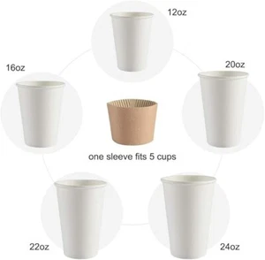 Kaffeehülsen Wellpappe Kraftpapier Jacken Heiß Getränkehalter 500ct KOSTENLOSER VERSAND - Bild 1 von 4