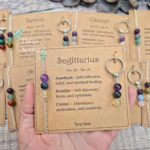 Zodiac crystal bracelet and keyring set Gift set Zodiac crystals gift birthstone - Picture 1 of 6