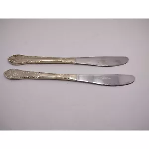 Vintage lot of 2 Gibson butter knife replacement gold plated stainless steel - Picture 1 of 5
