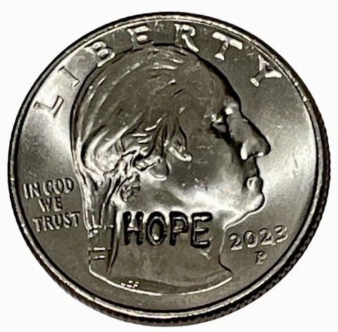 HOPE Imprint 2022 Washington Quarter Counterstamp Coin Bessie Coleman Pilot 1921 Cover