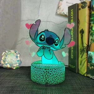 💙 Stitch Heart 3D LED Night Light – 16 Color Remote & Touch Base - Picture 1 of 2