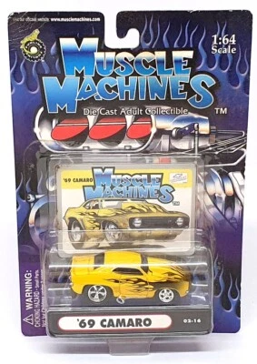 Muscle Machines 1/64 Scale 71151 02-16 - 1969 Chevrolet Camaro - Yellow - Image 1 of 4