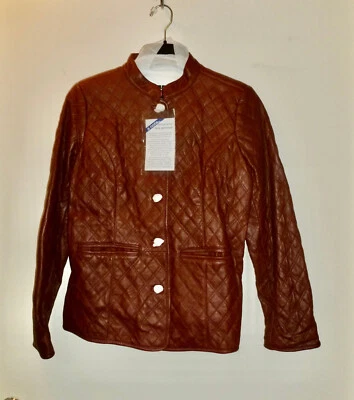 Isaac Mizrahi Live! Chaqueta corta acolchada de cuero marrón para mujer talla M - Nueva con etiquetas Foto 1 de 3