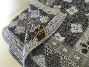 FENDI ONE BATH TOWEL & ONE FACE CLOTH GREY & BLACK NWOT - Picture 1 of 8