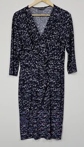 Jacqui E Dress Ladies Size Medium Stretch 3/4 Sleeve Geometric Pre-Owned - Picture 1 of 6