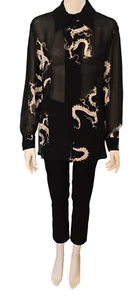 Blusa de diseño transparente Tristano Onofri blusa dragón chino dragón 44 - Imagen 1 de 10