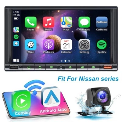 Reproductor de radio estéreo para automóvil de 7" Apple CarPlay Navi para Nissan Sentra Versa Rogue + cámara Foto 1 de 4