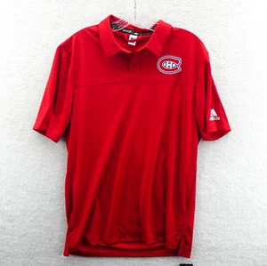Montreal Canadiens Polo Shirt Mens Medium Red Adidas NHL Hockey Golf Tennis New - Picture 1 of 10