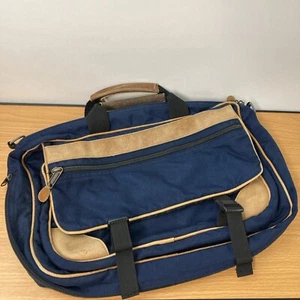 Vintage 80er LL Bean Freeport Maine blau Canvas & Leder Laptop Messenger Bag - Bild 1 von 14