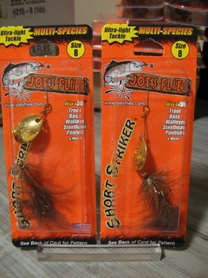 2 cebos giratorios en línea Joe's Flies talla 8 Striker cortos 251-8 lanudo Bugger marrón Foto 1 de 4