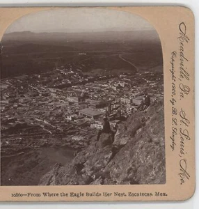 From Where the Eagle Builds her nest Zacatecas Mexico Keystone Stereoview 1900 - Picture 1 of 4