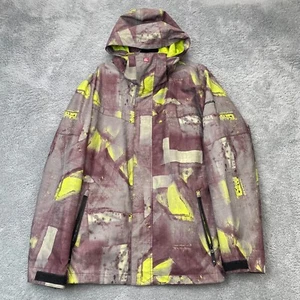 Quiksilver Jacket Men Medium Gray Camo Snowboard Utility Coat Hooded Insulated - Picture 1 of 14