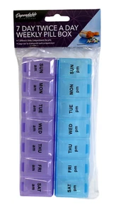 7 Day 2 Times a Day Weekly Pill Box Large Pill Organizer AM PM Pill Case - Picture 1 of 8