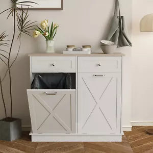 Gabinete de bote de basura inclinable con cajón oculto para almacenamiento de isla de cocina de 10 galones - Imagen 1 de 13