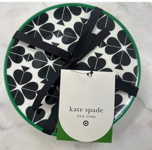 kate spade x Target 4pc Melamine 8" Salad Plate Set Black cream green NWT - Picture 1 of 6
