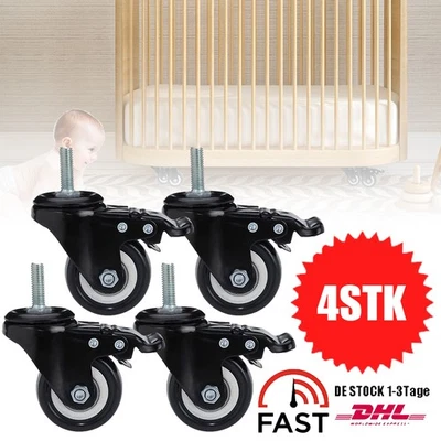 Transportrollen Set Schwerlastrollen Lenkrolle mit Bremse Möbelrollen Gummirolle - Bild 1 von 4