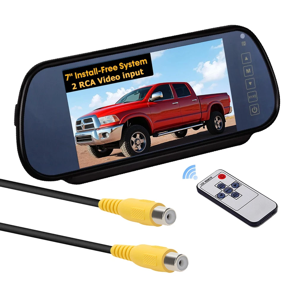 TFT-LCD 7" Rear View Mirror Monitor 800x480 DC12-24V 2CH For Truck Caravan RV - Image 1 of 4