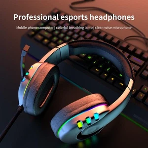 Headphones Gaming Headset Colorful Led Marquee Wired Gaming E Sports Lumin HLF - Afbeelding 1 van 11