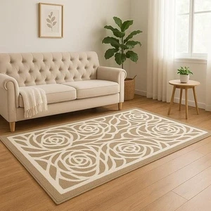 Hand-Tufted 100% New Zealand Wool Carpets for Area Rugs Color White/Beige - Picture 1 of 4