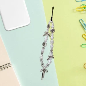 Breloque de téléphone en forme de nœud papillon avec perles, pendentif - Zdjęcie 1 z 5