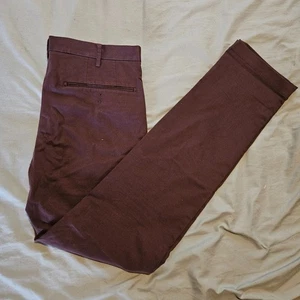 Uniqlo Men’s Burgundy Slim-Fit Chino Pants W34 L31 Stretch Cotton Blend - Picture 1 of 4