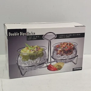 5 Part Set Prodyne Acrylic Dips On Ice With Carry Caddy Chip Dip Bowls Cool NOB - Picture 1 of 6