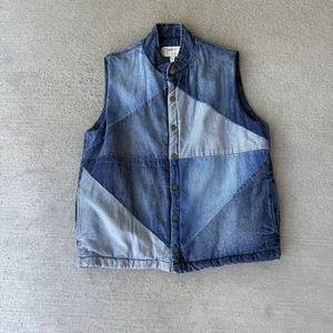 Chaleco de mezclilla Current/Elliott retazos acolchado azul para mujer talla 2 - Imagen 1 de 6