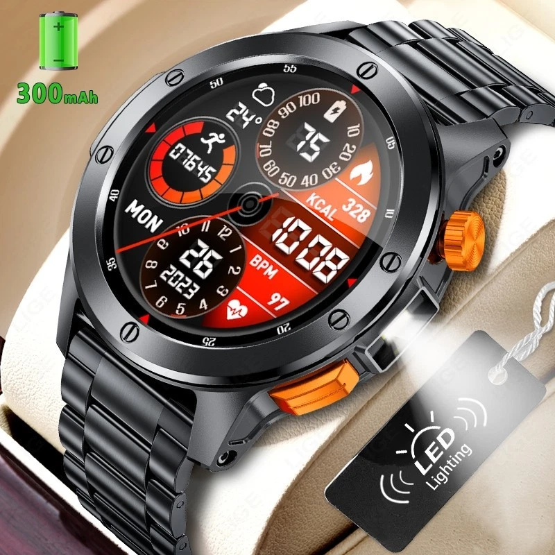 Military Smart Watch Men Answer/Make Call Waterproof Heart Rate LED Flashlight - Image 1 of 4