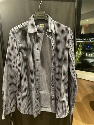 Camisa Armani Azul Patrón Cuadrado Cuello Abotonada Para Hombre Talla Mediana Foto 1 de 3