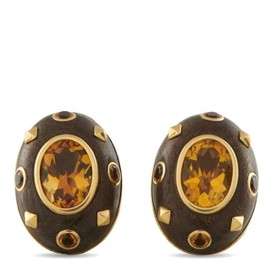 Pendientes de madera de citrino y trianón de oro amarillo de 18 quilates - Imagen 1 de 3