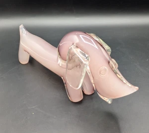 Figura de vidrio de arte soplado Dachshund estatuilla cubierta perro de vidrio púrpura 9,5" - Imagen 1 de 11