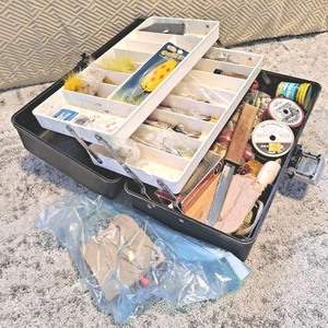 Vntg. Fishing Spoons Tons Of Lures Spinners Ted Williams Fishing Tackle Box Lot - Picture 1 of 24