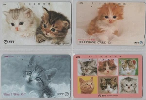LOT 4 télécartes JAPON - ANIMAL - CHAT CHATS - CAT CATS JAPAN phonecards - Picture 1 of 1