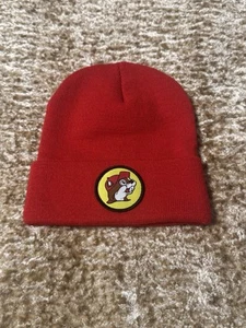 Buc-ee's Knit Red Beanie Hat Cuffed Cap Winter Beaver Logo Unisex Adult New - Picture 1 of 5