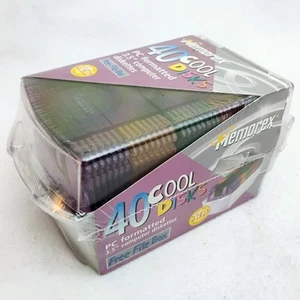 40 Memorex Cool Disk 3.5 Inch PC Formatted High Density Floppy Disks with Box - Photo 1/4