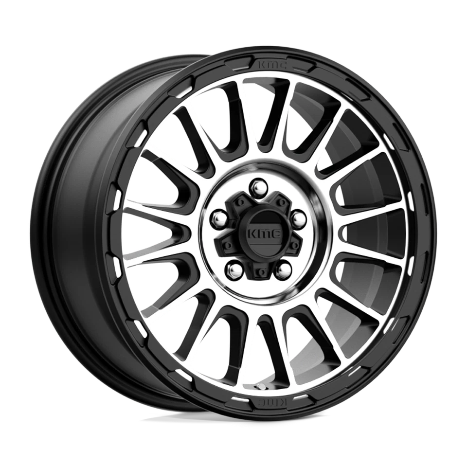 17x8 KMC KM542 IMPACT Satin Black Machined Wheel 5x4.5 (35mm) - Image 1 of 4
