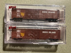 2 - N SCALE ATLAS 50' ROCK ISLAND DOUBLE DOOR BOX CARS #5334 & 5345 NEW! - Picture 1 of 3