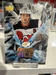 Jack Hughes 2023-24 Upper Deck Ice Frozen in Ice UNRIPPED BLACK 1/5 Devils - Picture 1 of 4
