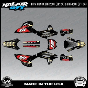 Graphics Kit for Honda CRF250R (2022-2024) CRF450R (21-24) Rebel Series - GOLD - Picture 1 of 4